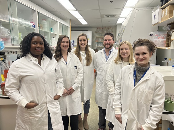 RBL Virology Unit, from left to right: Kamerin Harvey, Madeline Hayes, Michelle Rock, MS, Trey Oguin, PhD, Emily Hill and Jessica Huskey