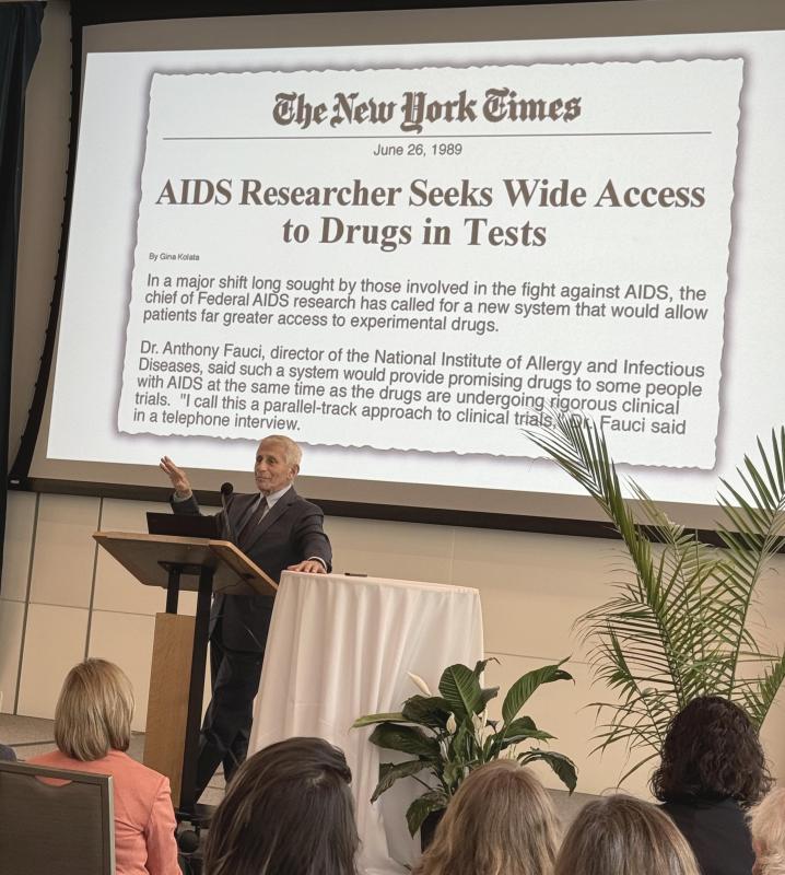Anthony Fauci speaking at podium May 22 2024